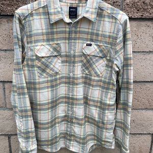 MEN'S RVCA NATURAL THAT'LL WORK FLANNEL LONG SLEEVE SHIRT- M
